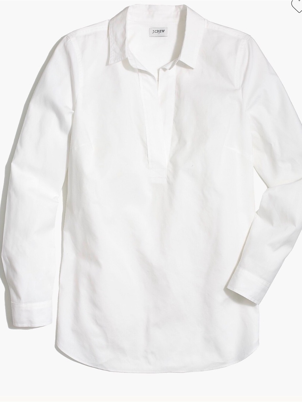 J. Crew Factory White Long-Sleeve Popover Blouse